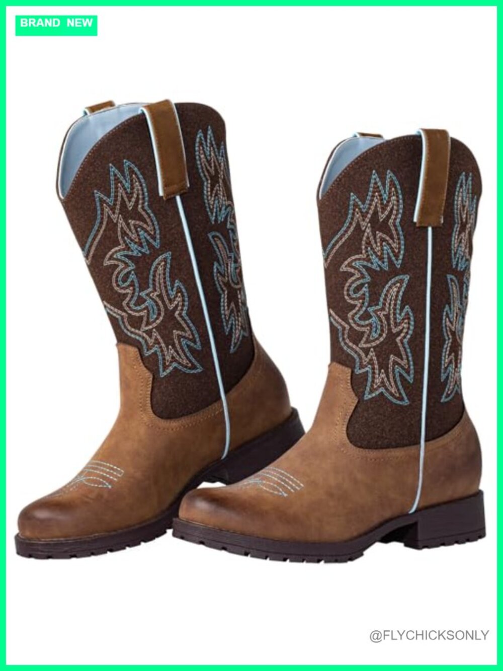 SheSole Women's Wide Calf Cowboy Boots Faux Leather Slip Resistant Round Toe